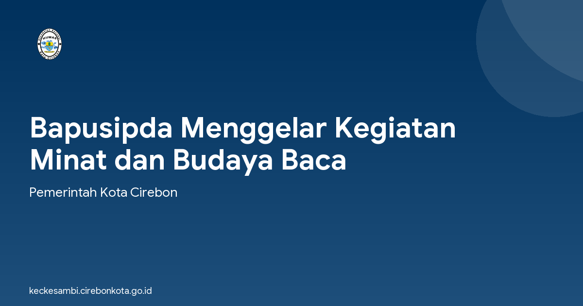 Bapusipda Menggelar Kegiatan Minat dan Budaya Baca