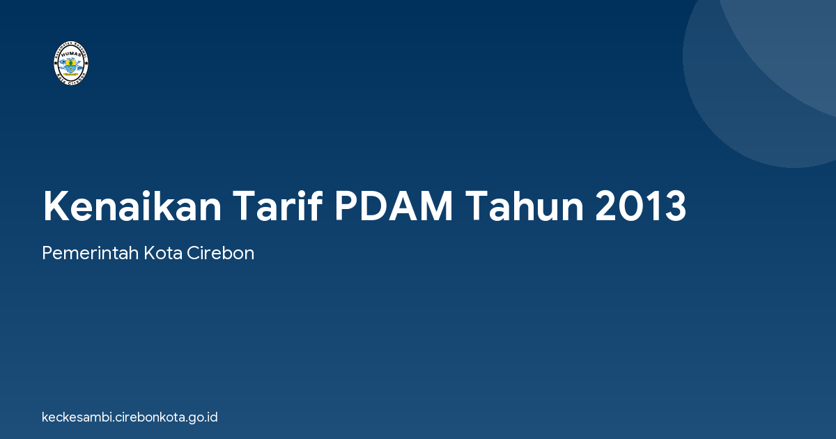 Kenaikan Tarif PDAM Tahun 2013