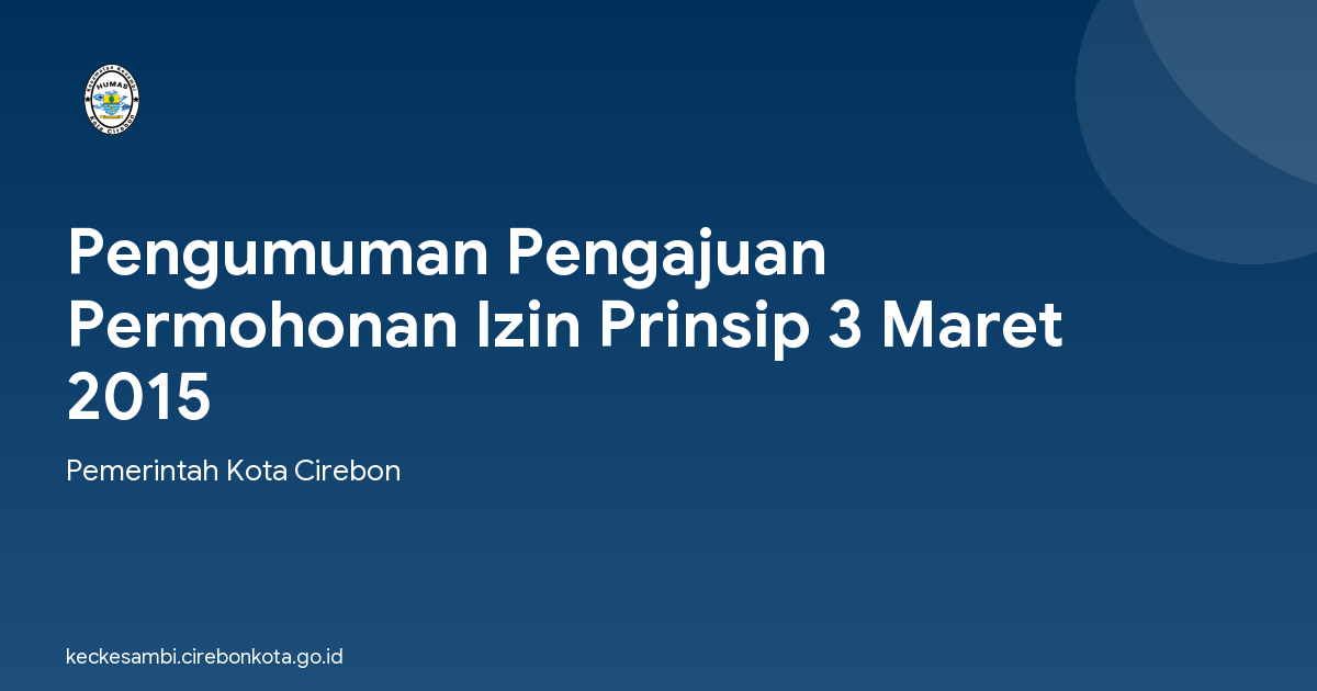 Pengumuman Pengajuan Permohonan Izin Prinsip 3 Maret 2015