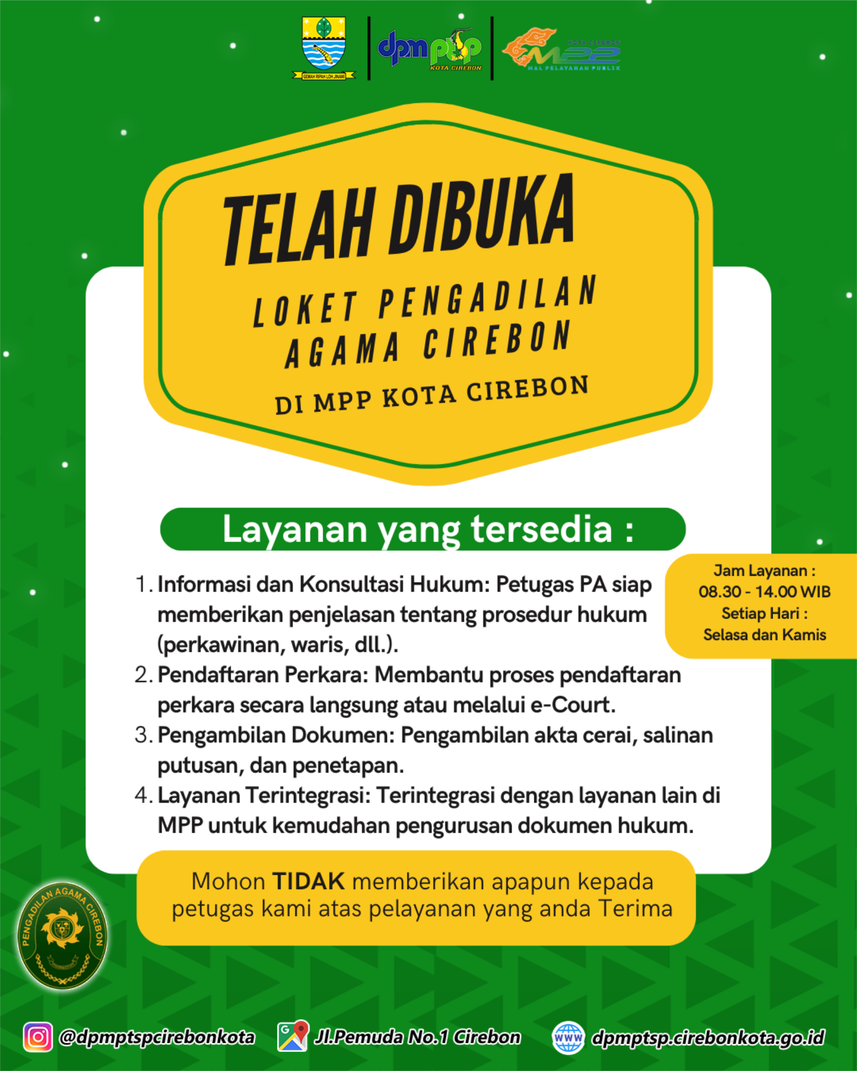 Pembukaan Loket Pengadilan Agama Cirebon di MPP Kota Cirebon